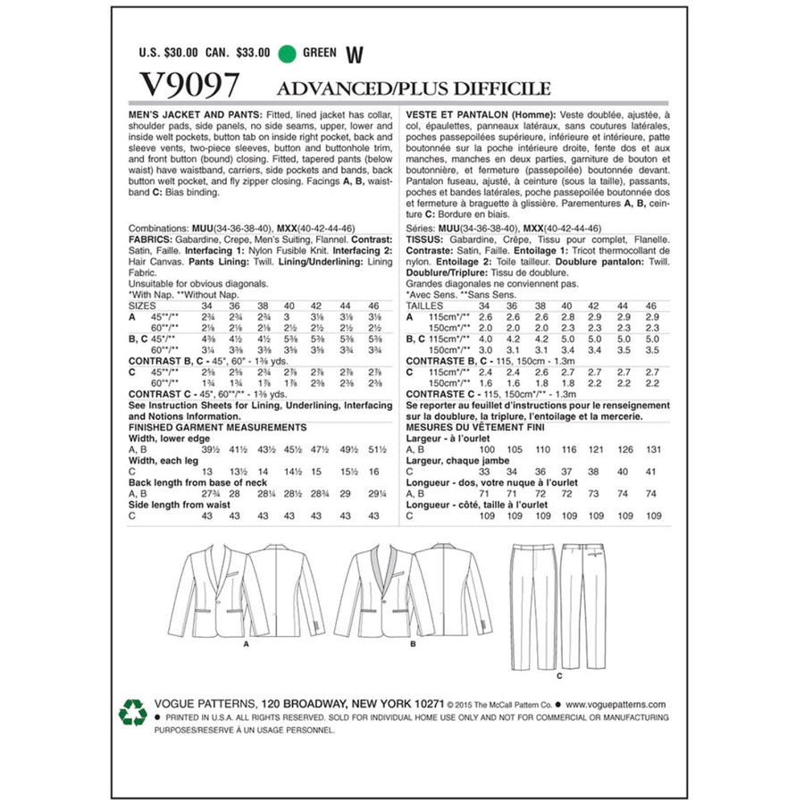 Vogue V9097 - Career/Suit Sewing Pattern