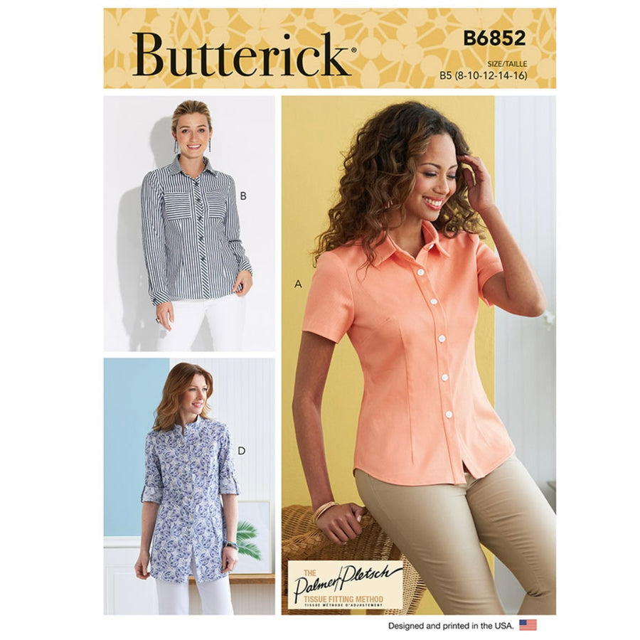 Butterick B6852 Button Down Shirt Sewing Pattern