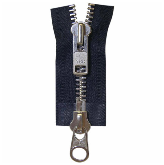 Outerwear Two Way Separating Zipper - Silver Teeth - Navy