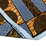 Super Wax African Printed Cotton - Orange/Navy/Black/White