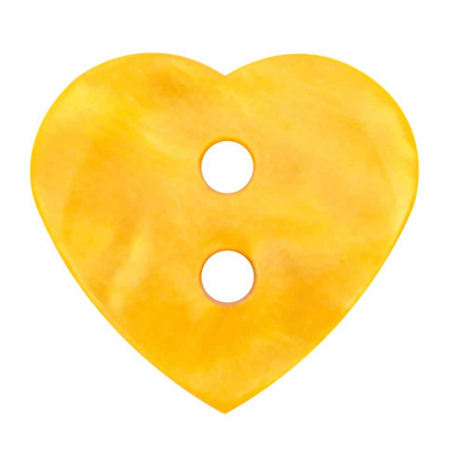 Novelty 2-Hole Button - Heart - Yellow - 15mm - 3pcs