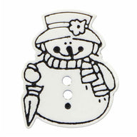 Novelty 2-Hole Snowman Button - 25mm - 2 count