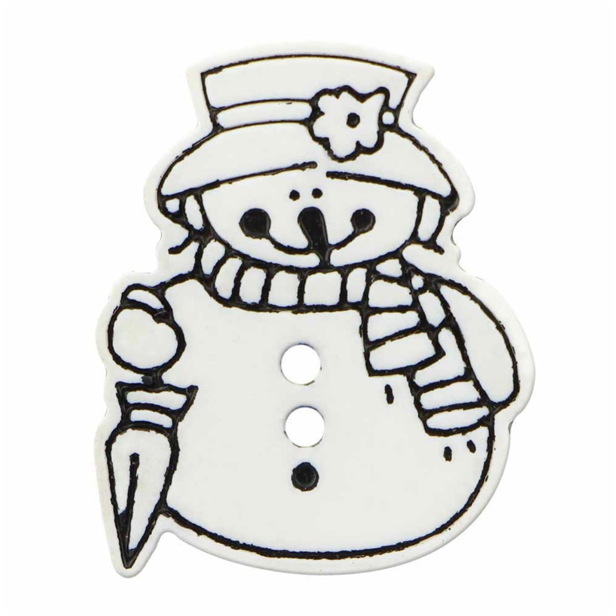 Novelty 2-Hole Snowman Button - 25mm - 2 count