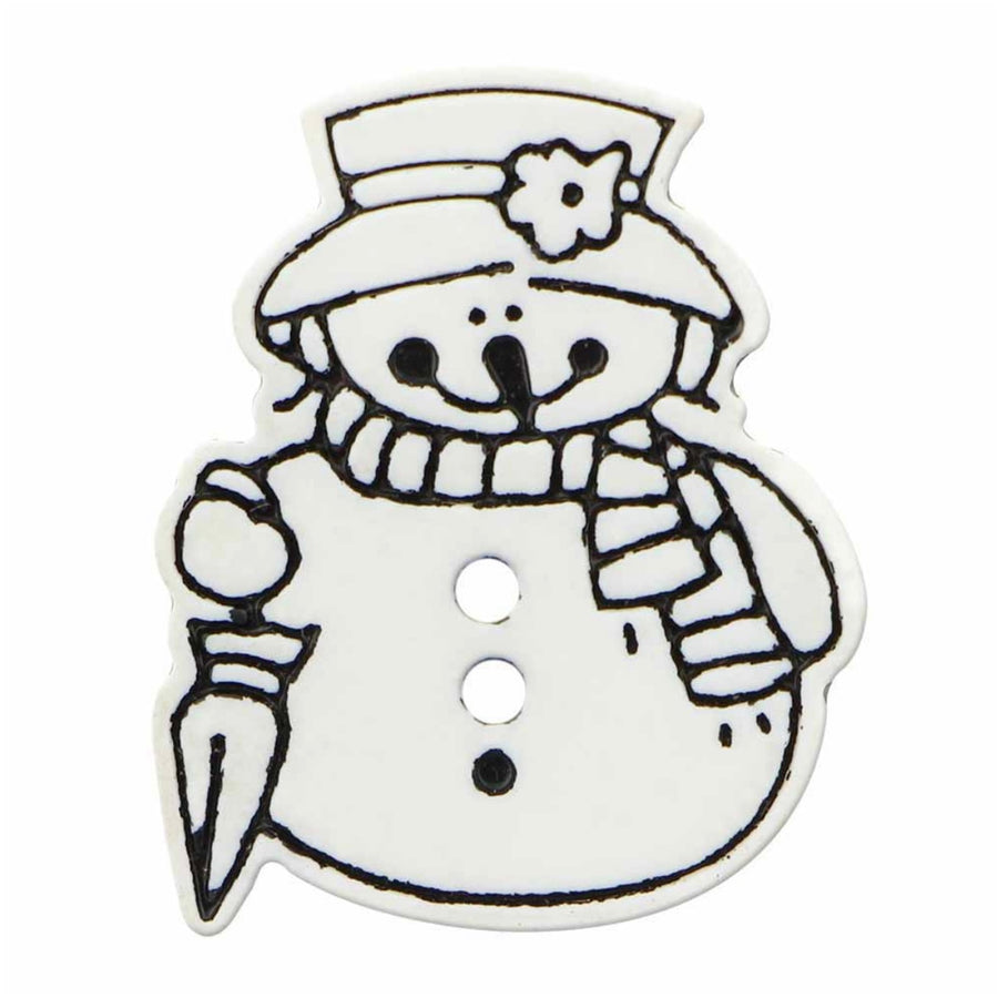 Novelty 2-Hole Snowman Button - 25mm - 2 count
