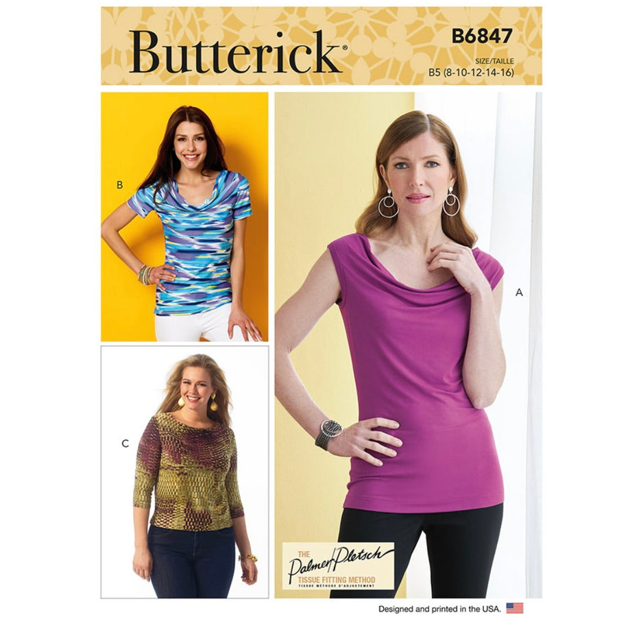Butterick B6847 Cowl-Neck Tops by Palmer/Pletsch Sewing Pattern