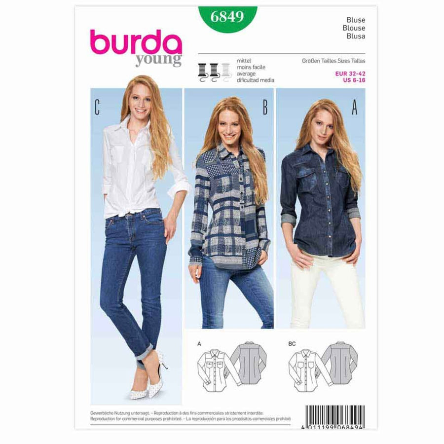 Blouse Sewing Pattern - Burda Young 6849