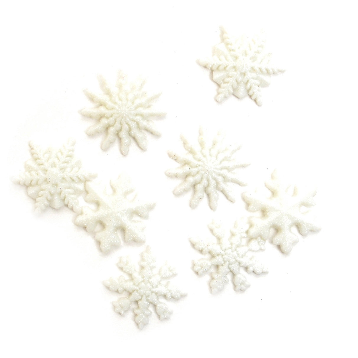 Glitter Snowflake Novelty Buttons 22mm 8 count