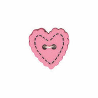 Heart Novelty 2 Hole Button 18mm Pink 3 count