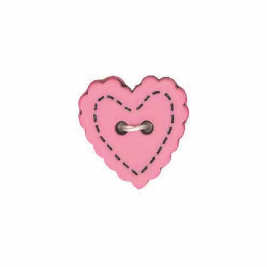 Heart Novelty 2 Hole Button 18mm Pink 3 count