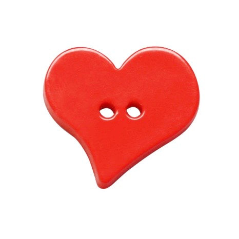 Heart Novelty 2 Hole Button 25mm Red 2 count