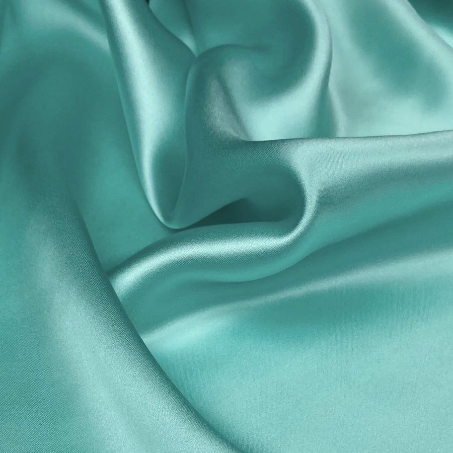 Mulberry Silk Charmeuse Satin Aqua Blue