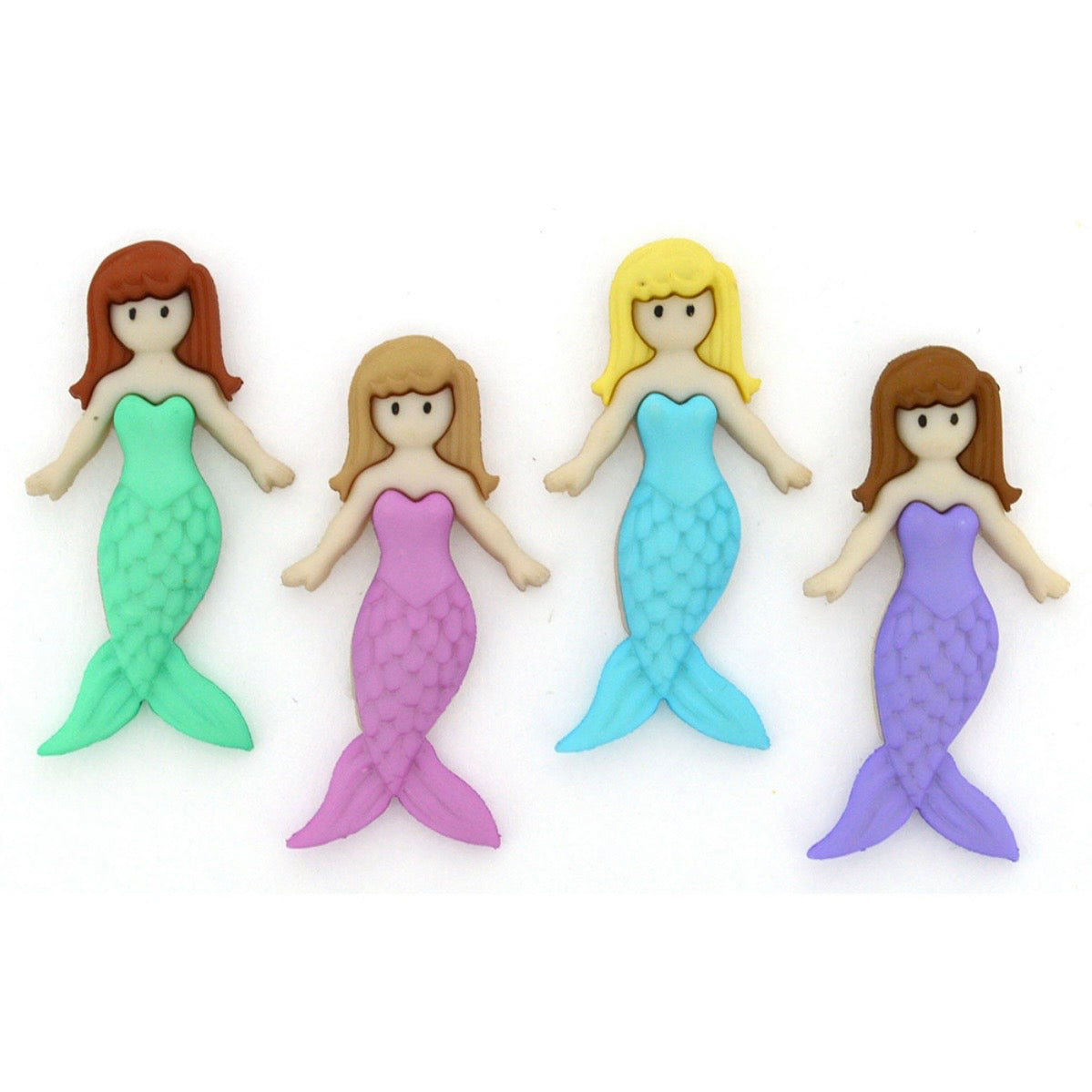Novelty Shank Button Mermaid Friends 4 count