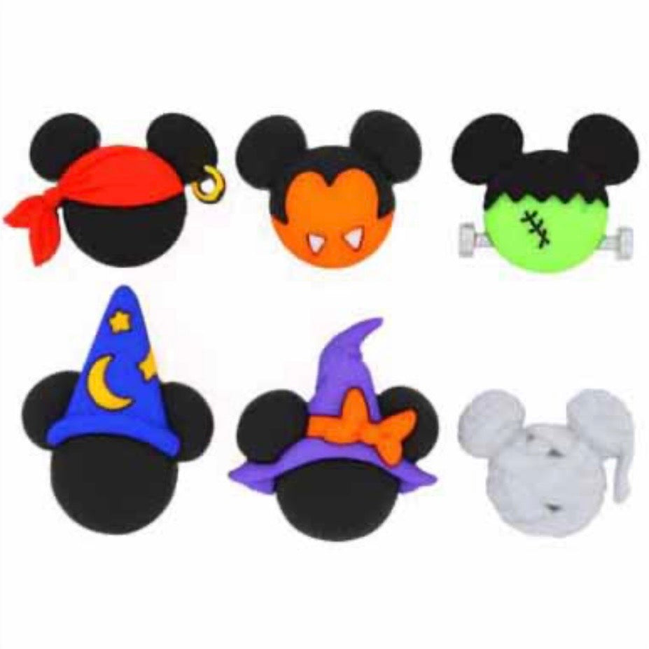 Novelty Shank Button Mickey/Minnie Halloween 6 count