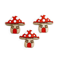 Novelty Shank Button Mushroom Houses 3 count
