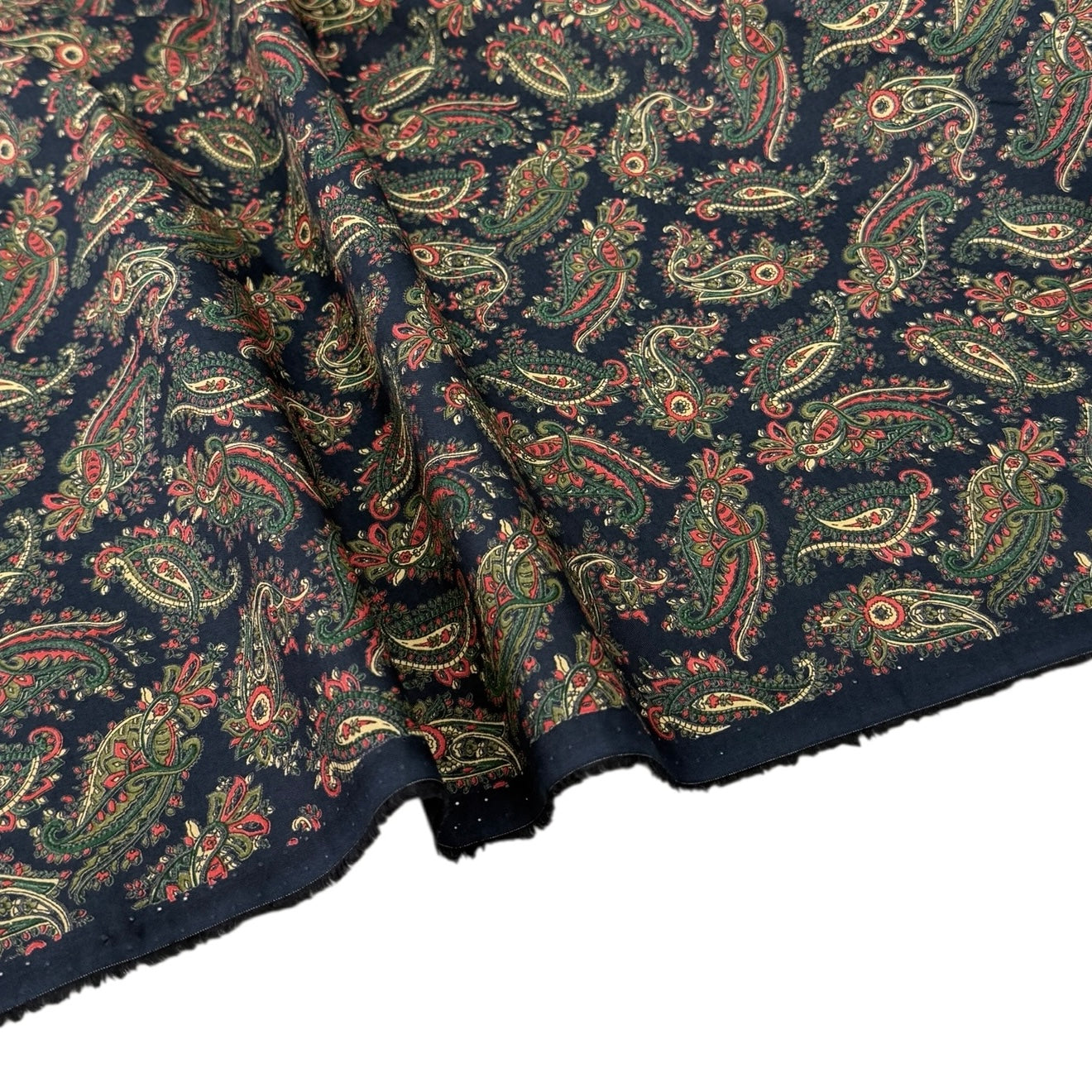 Paisley Viyella Cotton Lawn Navy/Red/Green