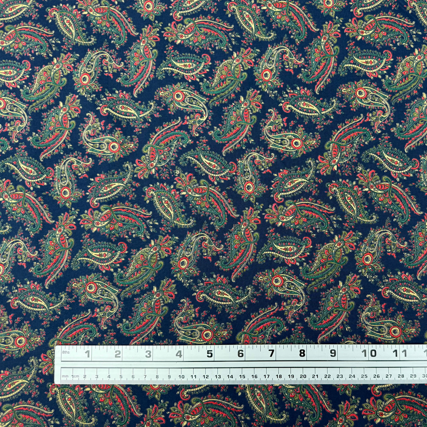 Paisley Viyella Cotton Lawn Navy/Red/Green