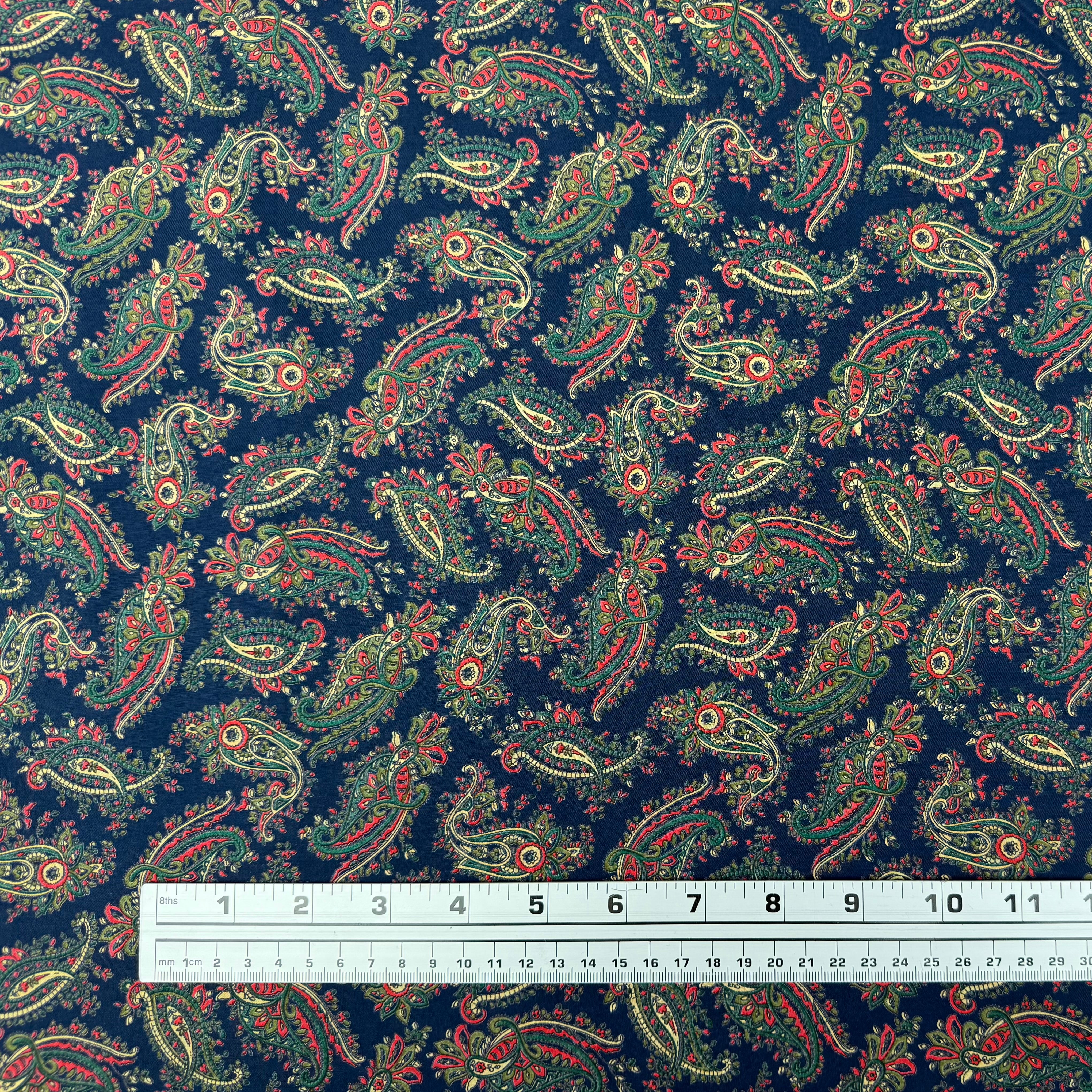 Paisley Viyella Cotton Lawn Navy/Red/Green