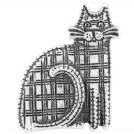 Plaid Cat Novelty Shank Button White/Black 30mm 2 count
