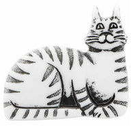 Striped Cat Novelty Shank Button White/Black 30mm 2 count