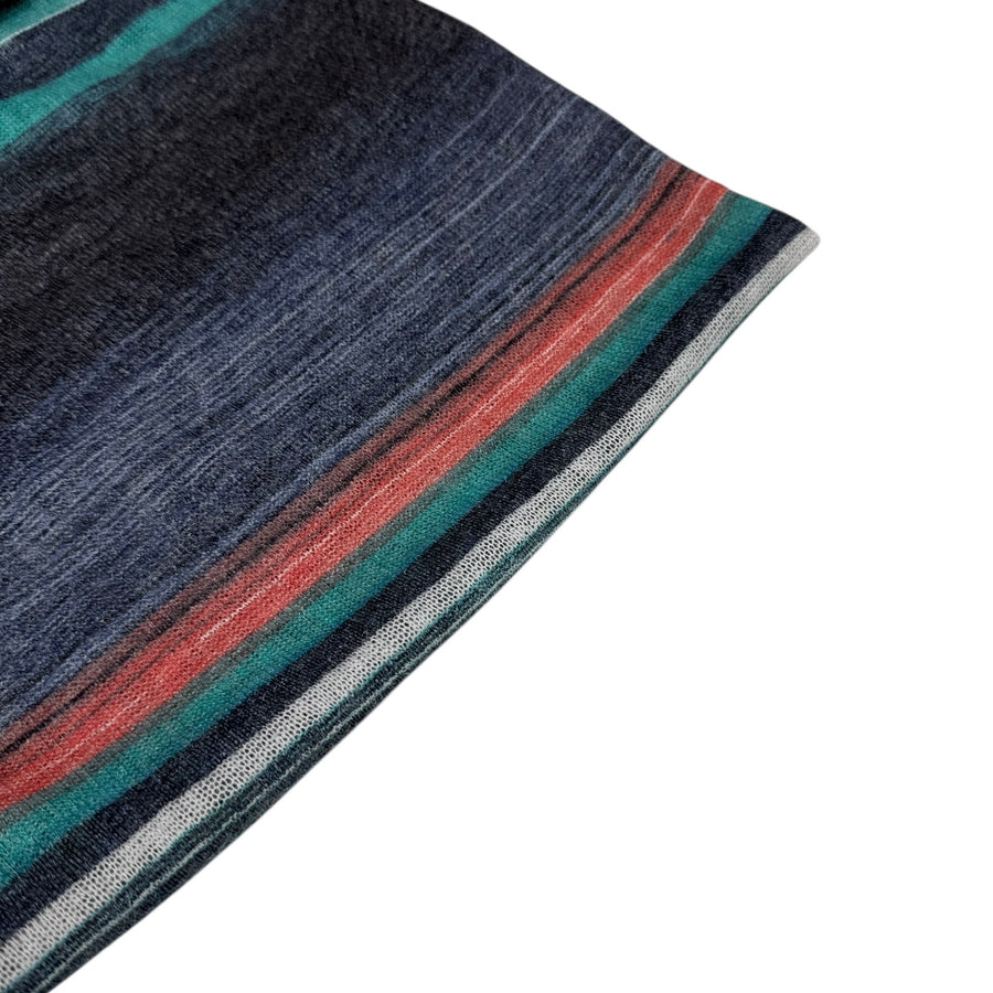 Verigated Striped Polyester Knit - Blue/White/Red