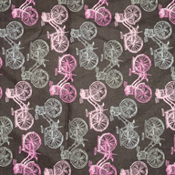 Printed Quilting Cotton Bicycle Remnant - Grey/Pink