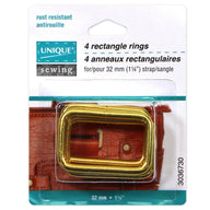Metal Rectangle Rings - 38mm (1 1/2″) - Gunmetal - 4 pcs.