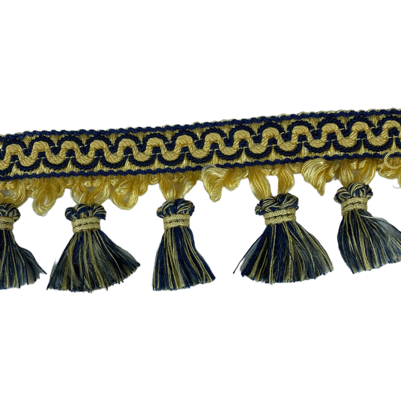 Decorative Tassel Trim - 70mm - Yellow/Blue