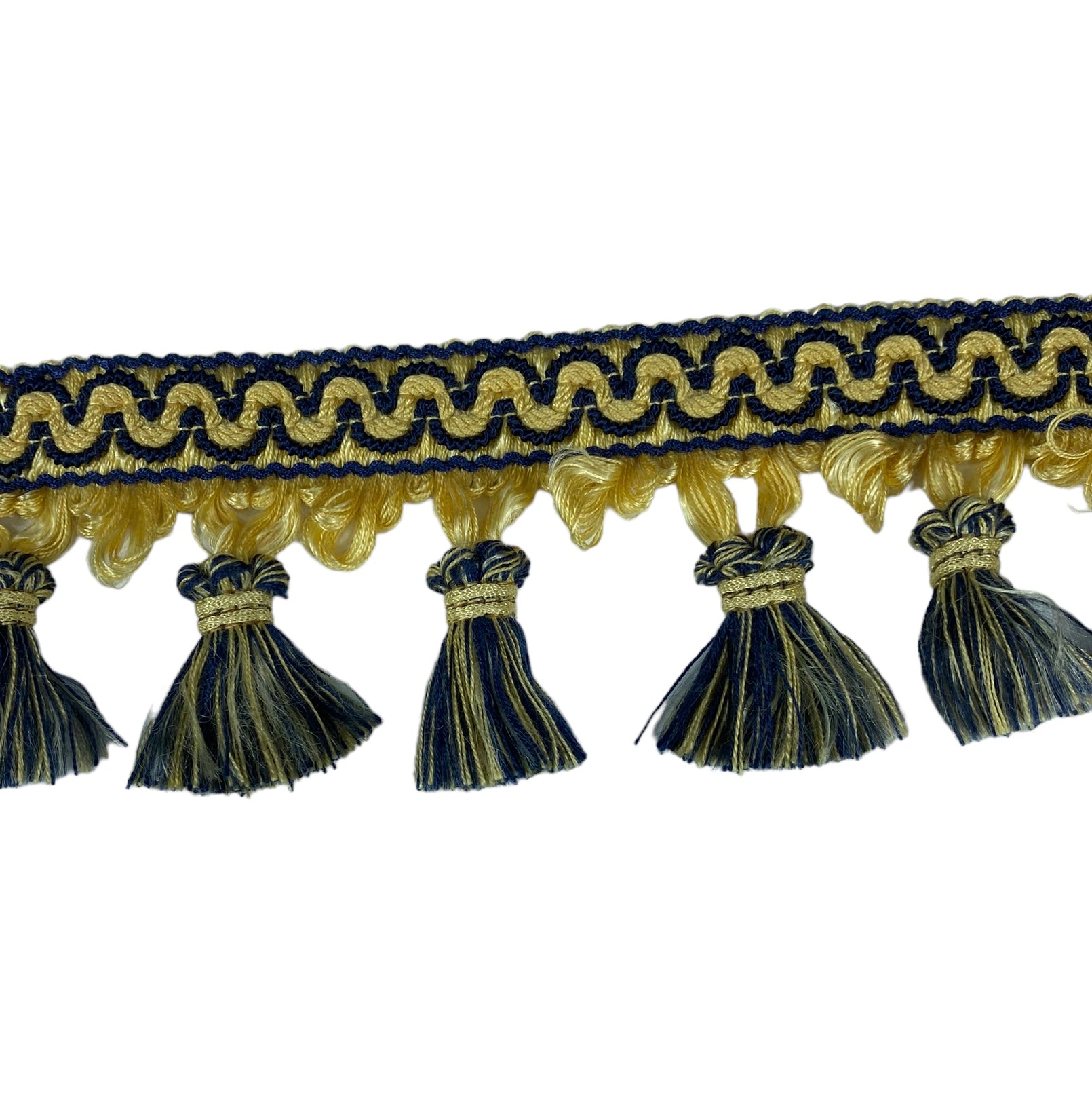 Decorative Tassel Trim - 70mm - Yellow/Blue