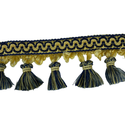 Decorative Tassel Trim - 70mm - Yellow/Blue
