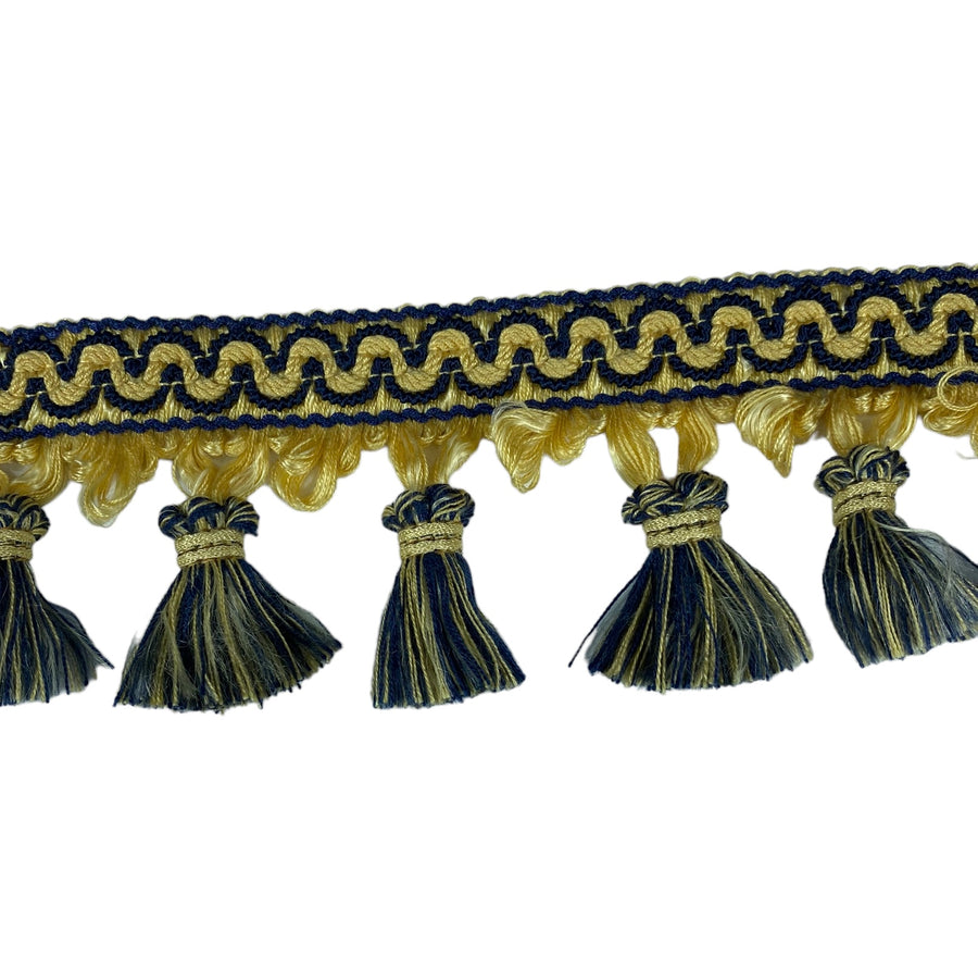 Decorative Tassel Trim - 70mm - Yellow/Blue