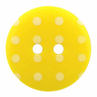 Novelty 2-Hole Button - Polka Dots - Yellow - 18mm - 3pcs