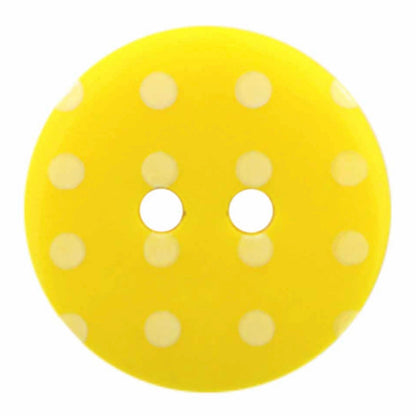 Novelty 2-Hole Button - Polka Dots - Yellow - 18mm - 3pcs