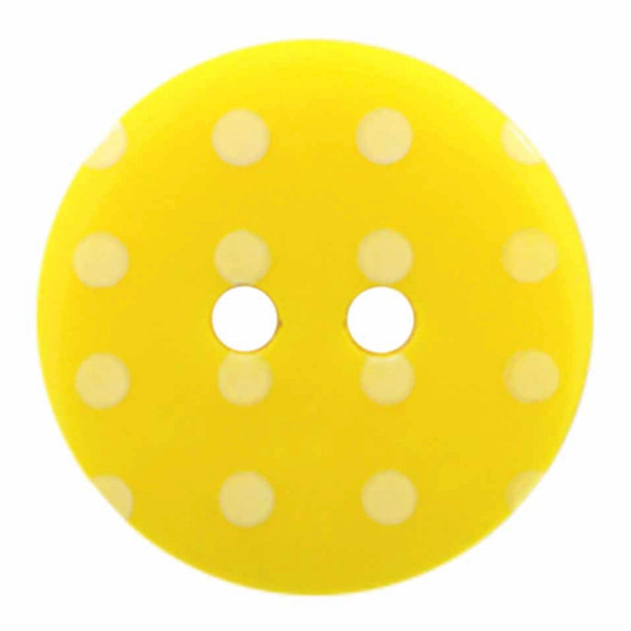 Novelty 2-Hole Button - Polka Dots - Yellow - 18mm - 3pcs