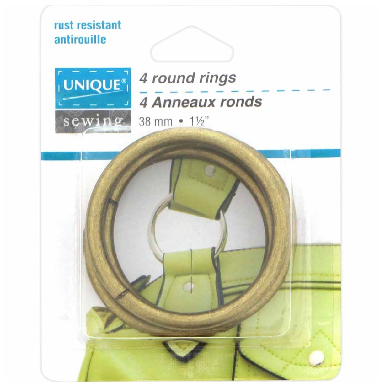 Metal Round Rings - 38mm (1 1/2″) - Antique Gold - 4 pcs.