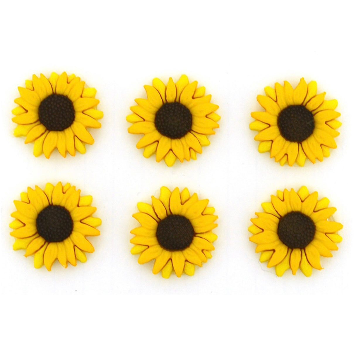 Novelty Buttons - Sunflowers - 6pcs