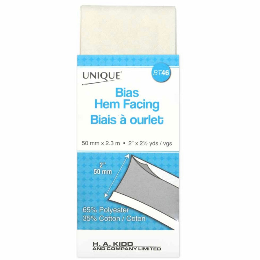 Bias Hem Facing - 50mm x 2.3m - Ivory