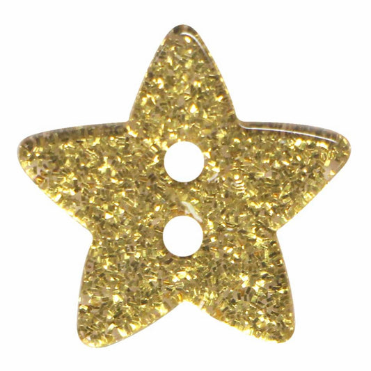 Novelty 2-Hole Button - Gold - Star - 18mm - 3pcs