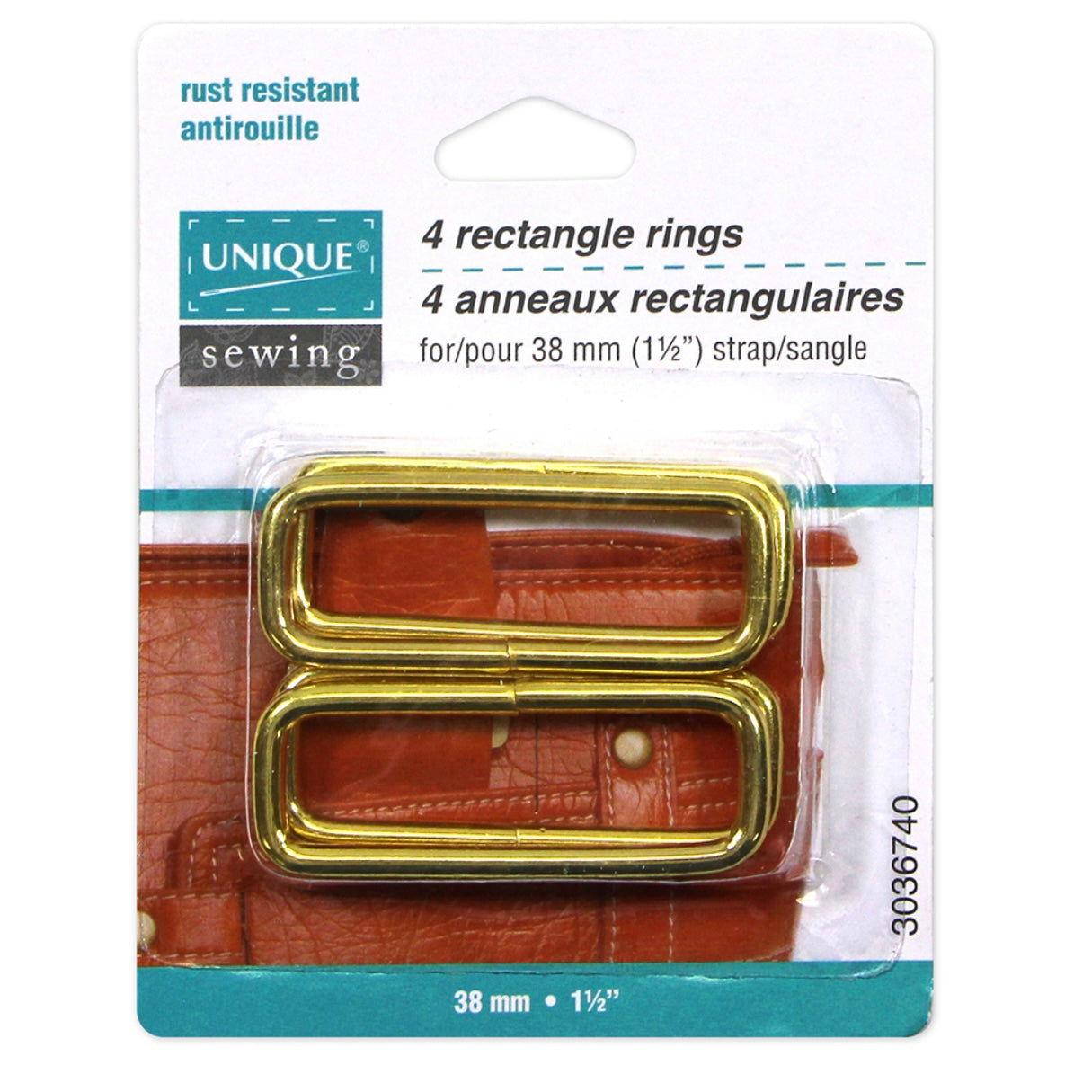 Metal Rectangle Rings - 32mm (1 1/4″) - Gold - 4 pcs.