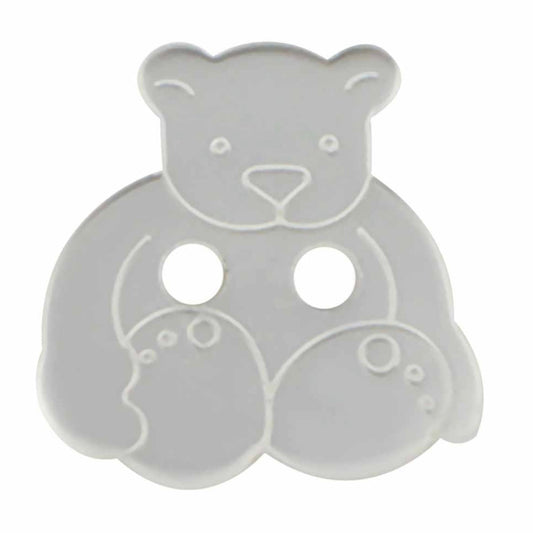 Novelty 2-Hole Button - Grey - Teddy Bear - 18mm - 2pcs
