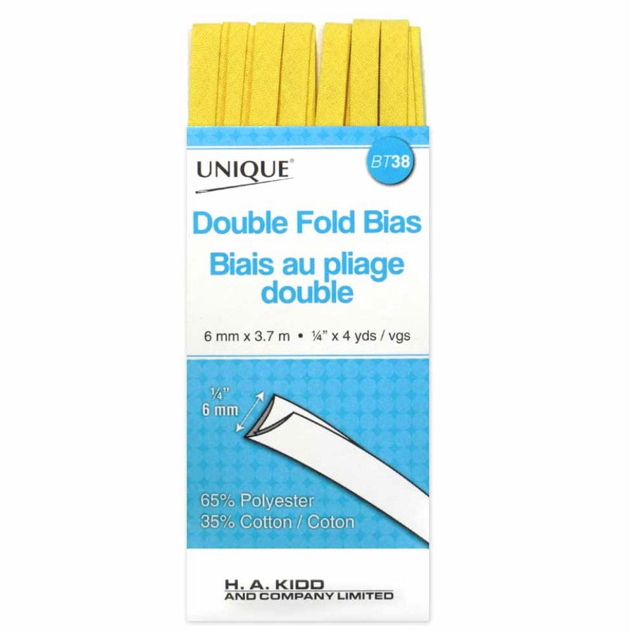 Double Fold Bias Tape - 6mm x 3.7m - Canary