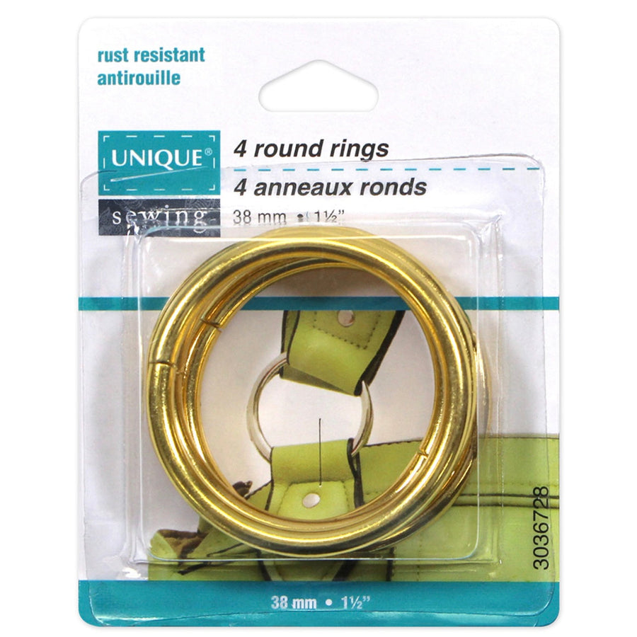 Metal Round Rings - 38mm (1 1/2″) - Gold - 4 pcs.