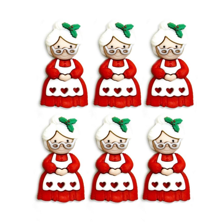 Novelty Christmas Buttons - Mrs. Claus - 6pcs