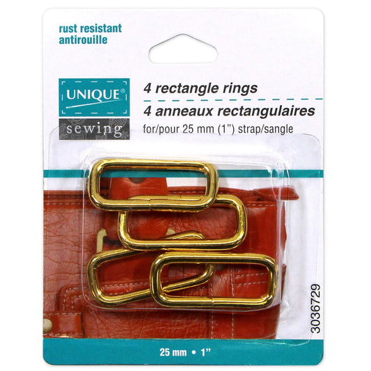 Metal Rectangle Rings - 25mm (1″) - Gunmetal - 4 pcs.