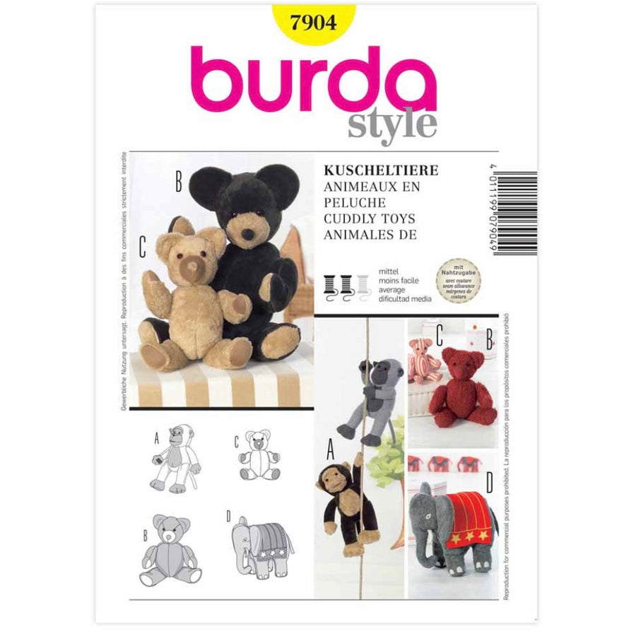 Burda Style 7904 - Animal Toys Sewing Pattern