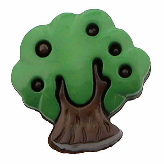 Novelty Shank Button - Tree - Green - 18mm - 3pcs