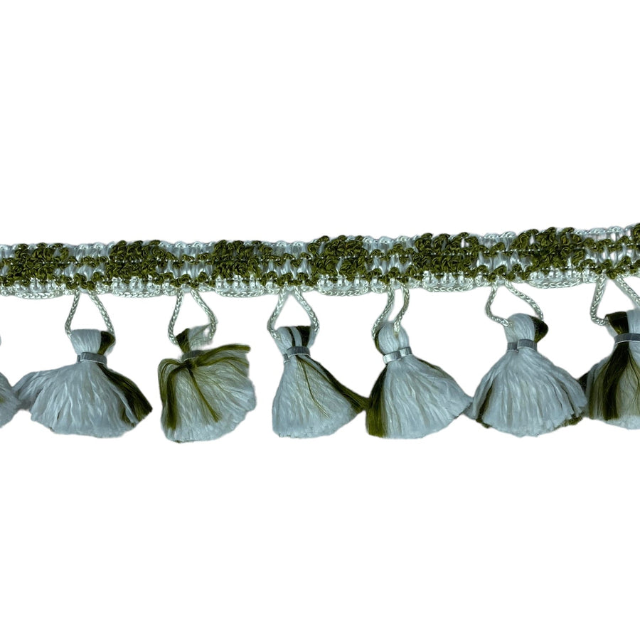 Decorative Tassel Trim - Remnant 2 3/4 Yards - 50mm - White/Green