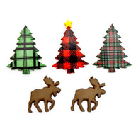 Novelty Christmas Buttons - Christmas Cabin - 5pcs