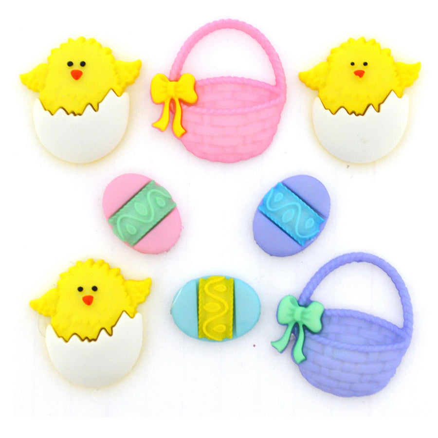 Novelty Buttons - Easter Basket - 8pcs