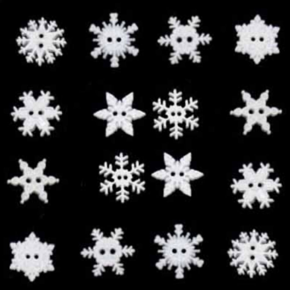 Novelty Christmas Buttons - Sew Thru Snowflakes - 16pcs
