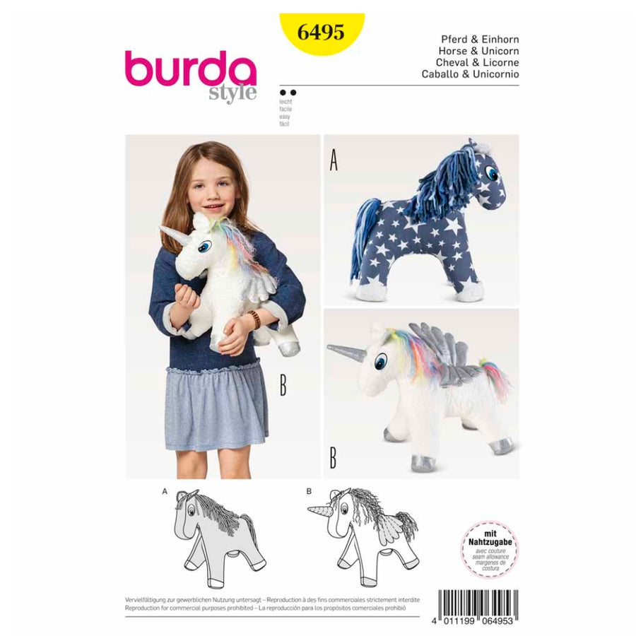 Burda Style 6495 - Horse & Unicorn Sewing Pattern